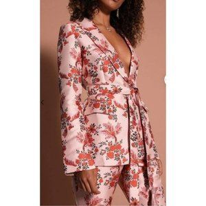 PREM THE LABEL blazer jacket dress floral cherry blossom Jacquard